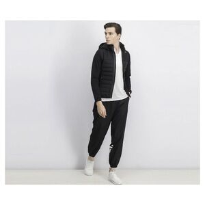 Reebok Men's Quilted Hybrid Hoodies Jacket Black